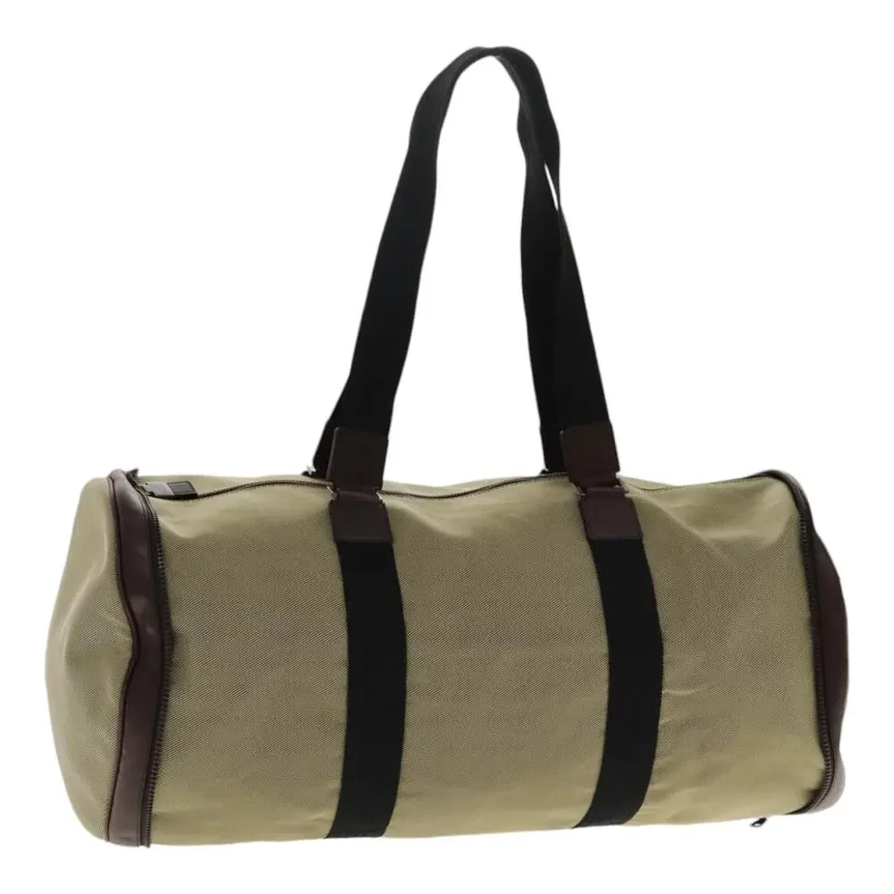 Salvatore Ferragamo Boston Bag Canvas Beige Silver